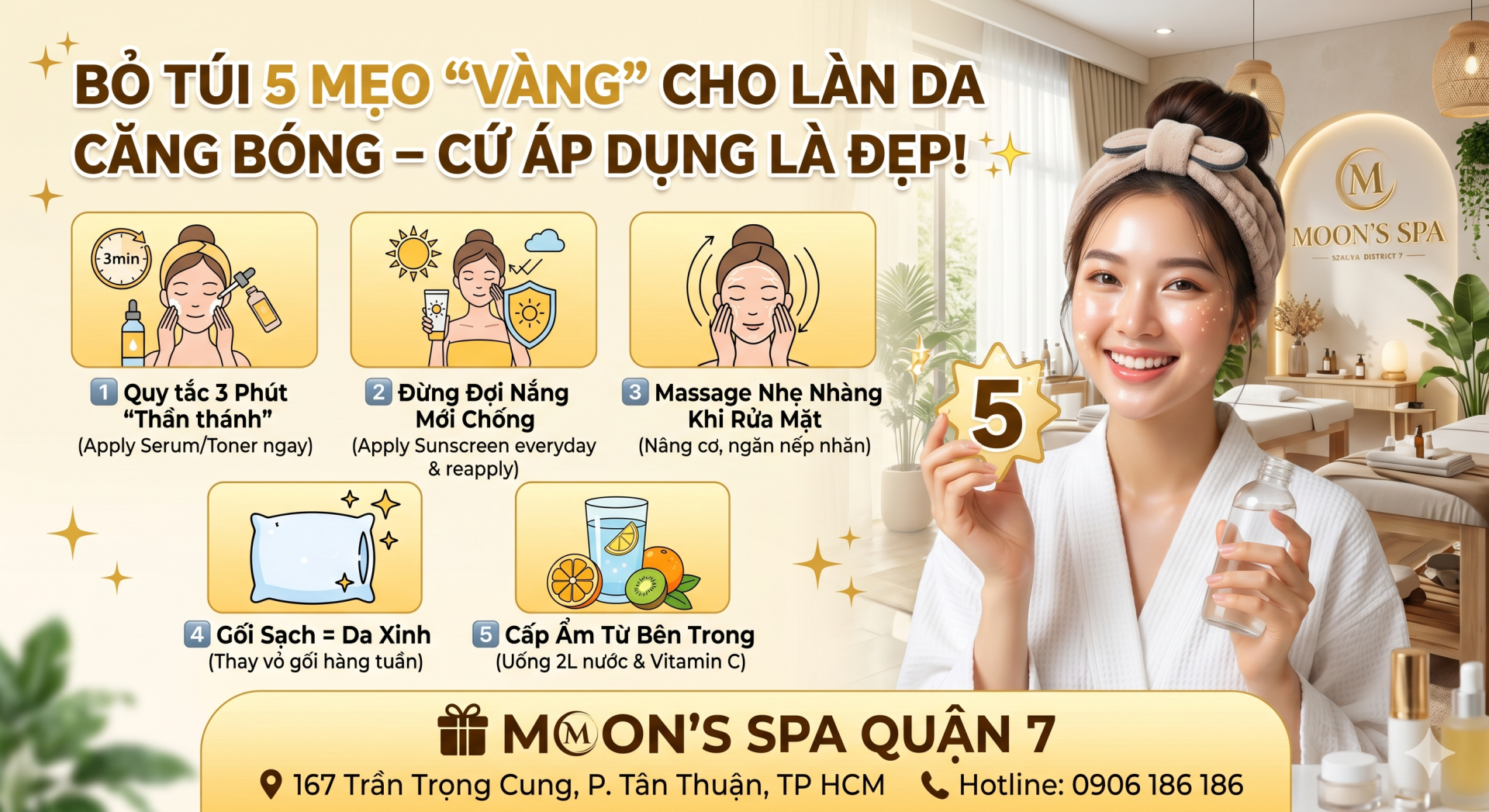 5 Bí Quyết Da Căng Bóng Như Gương | Moon's Spa Quận 7
